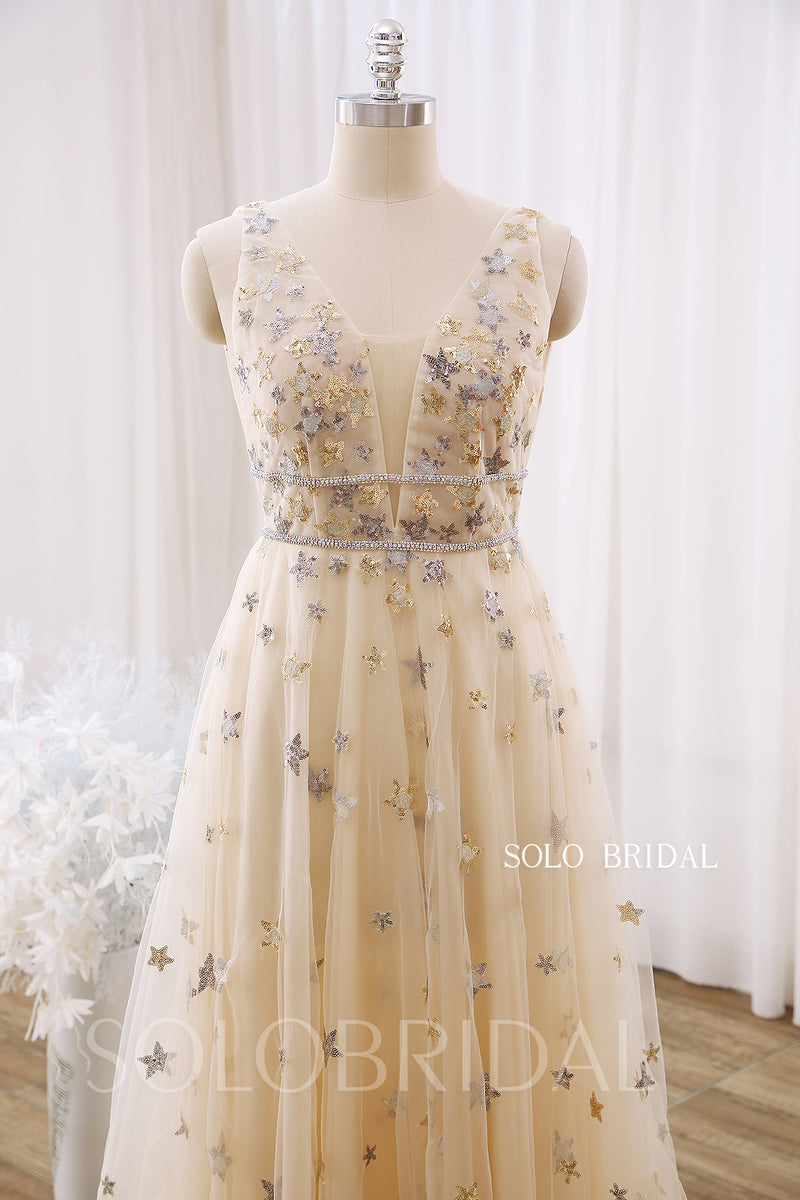 BHLDN Anya Dress Midi Gold Pearl Tulle online Champagne