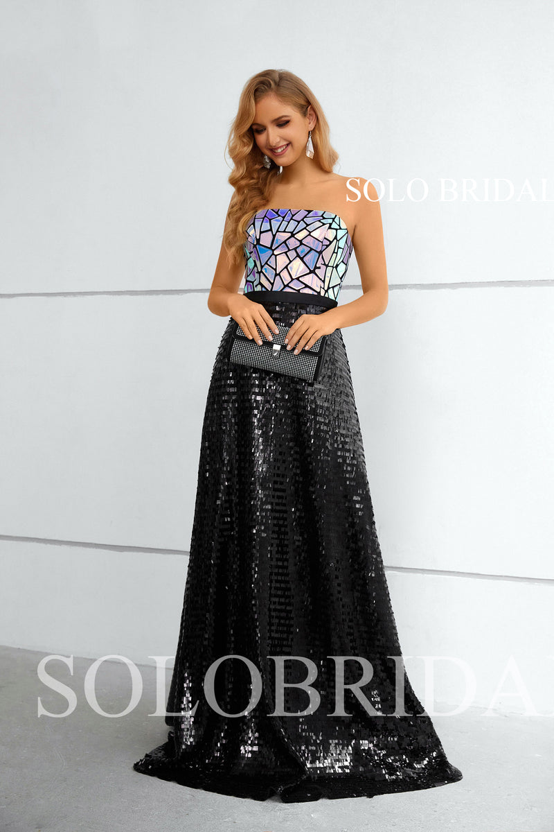 Strapless black hot sale evening gown