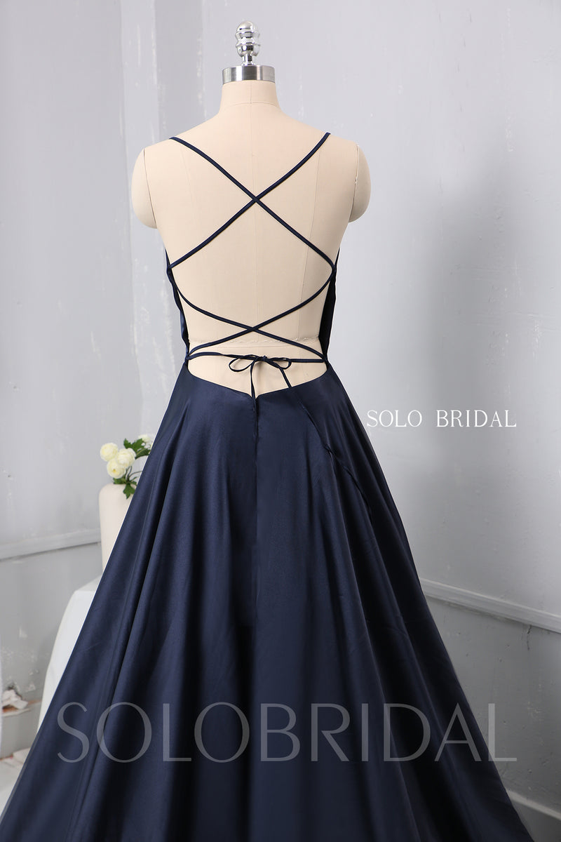 Simple navy blue on sale gown