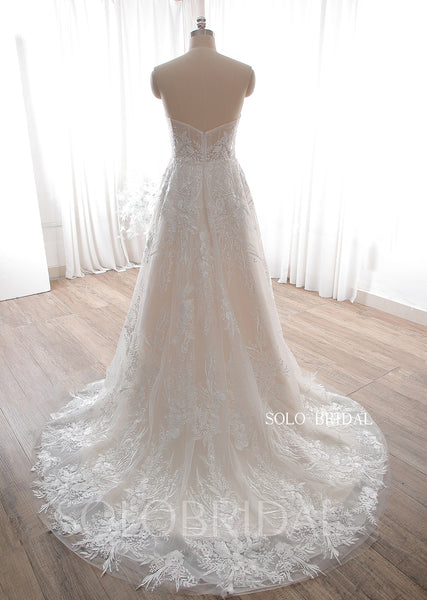 20240612A Champagne Strapless Sweetheart A Line Wedding Dress