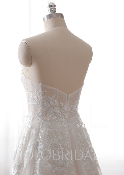 20240612A Champagne Strapless Sweetheart A Line Wedding Dress