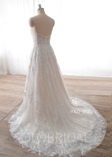 20240612A Champagne Strapless Sweetheart A Line Wedding Dress