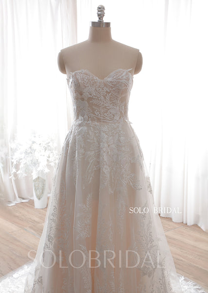 20240612A Champagne Strapless Sweetheart A Line Wedding Dress