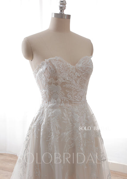 20240612A Champagne Strapless Sweetheart A Line Wedding Dress