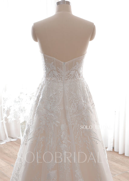 20240612A Champagne Strapless Sweetheart A Line Wedding Dress