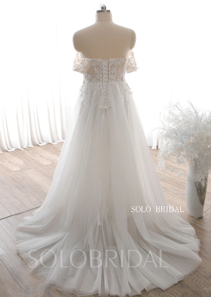 20240612C Ivory Off Shoulder Sweetheart A  Line Wedding Dress