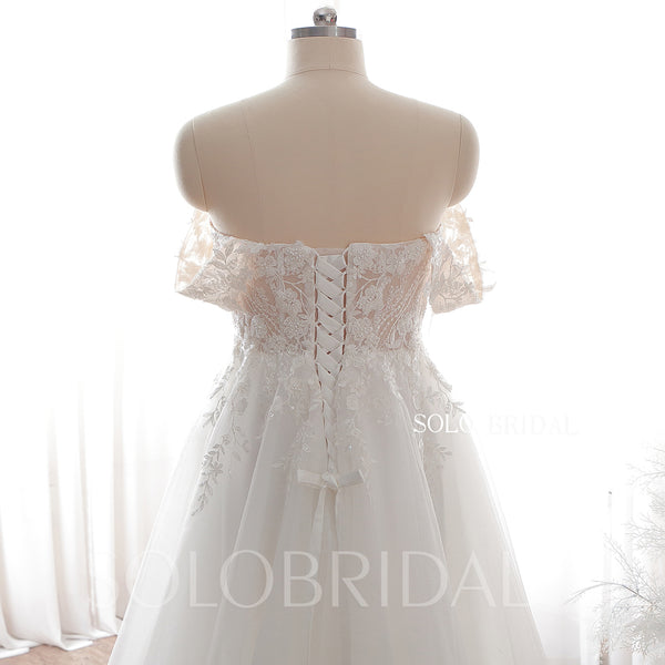 20240612C Ivory Off Shoulder Sweetheart A  Line Wedding Dress