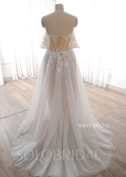 20240612D Blush Off Shoulder Sweetheart A Line Wedding Dress