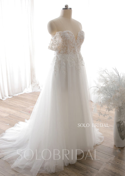 20240612C Ivory Off Shoulder Sweetheart A  Line Wedding Dress