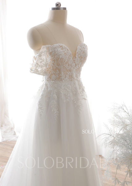 20240612C Ivory Off Shoulder Sweetheart A  Line Wedding Dress