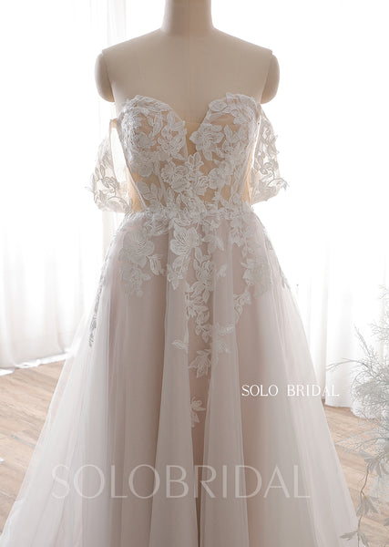 20240612D Blush Off Shoulder Sweetheart A Line Wedding Dress