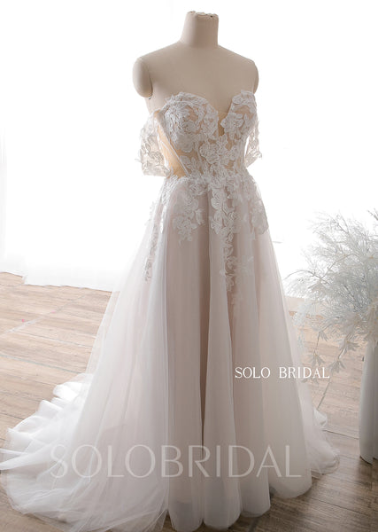 20240612D Blush Off Shoulder Sweetheart A Line Wedding Dress