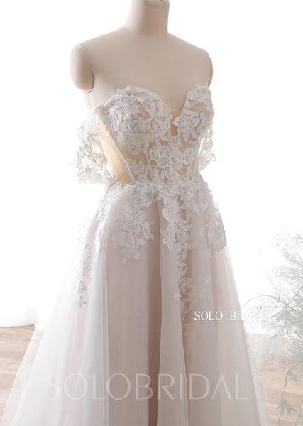 20240612D Blush Off Shoulder Sweetheart A Line Wedding Dress