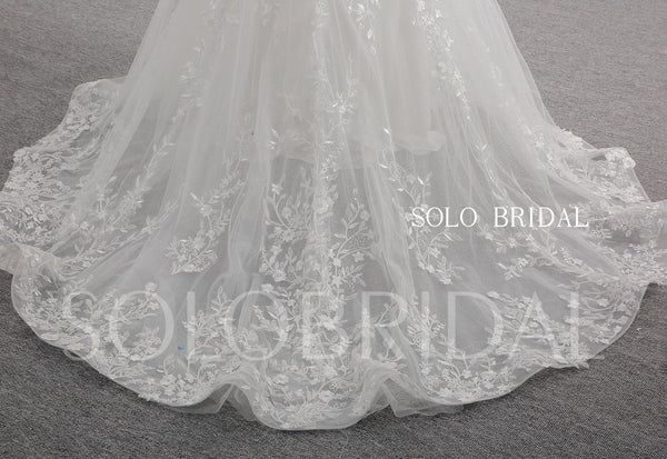 Ivory square neck fit and flare wedding dress with beaded lace 20241207A