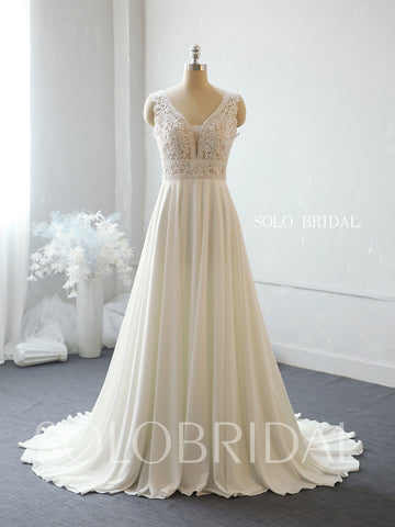 Ivory chiffon A line summer wedding dress 724A2167