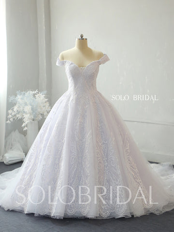 White Ball Gown shiny organza wedding dress 724A2218