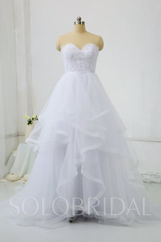 White Ruffle Tulle Skirt Wedding Dress