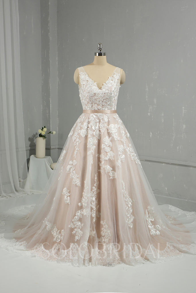 Solobridal - Blush A Line Ivory New Cotton Lace Wedding Dress – SoloBridal