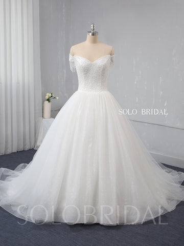 Ball gown A Line Sparkling Heavily Beaded Wedding Dress